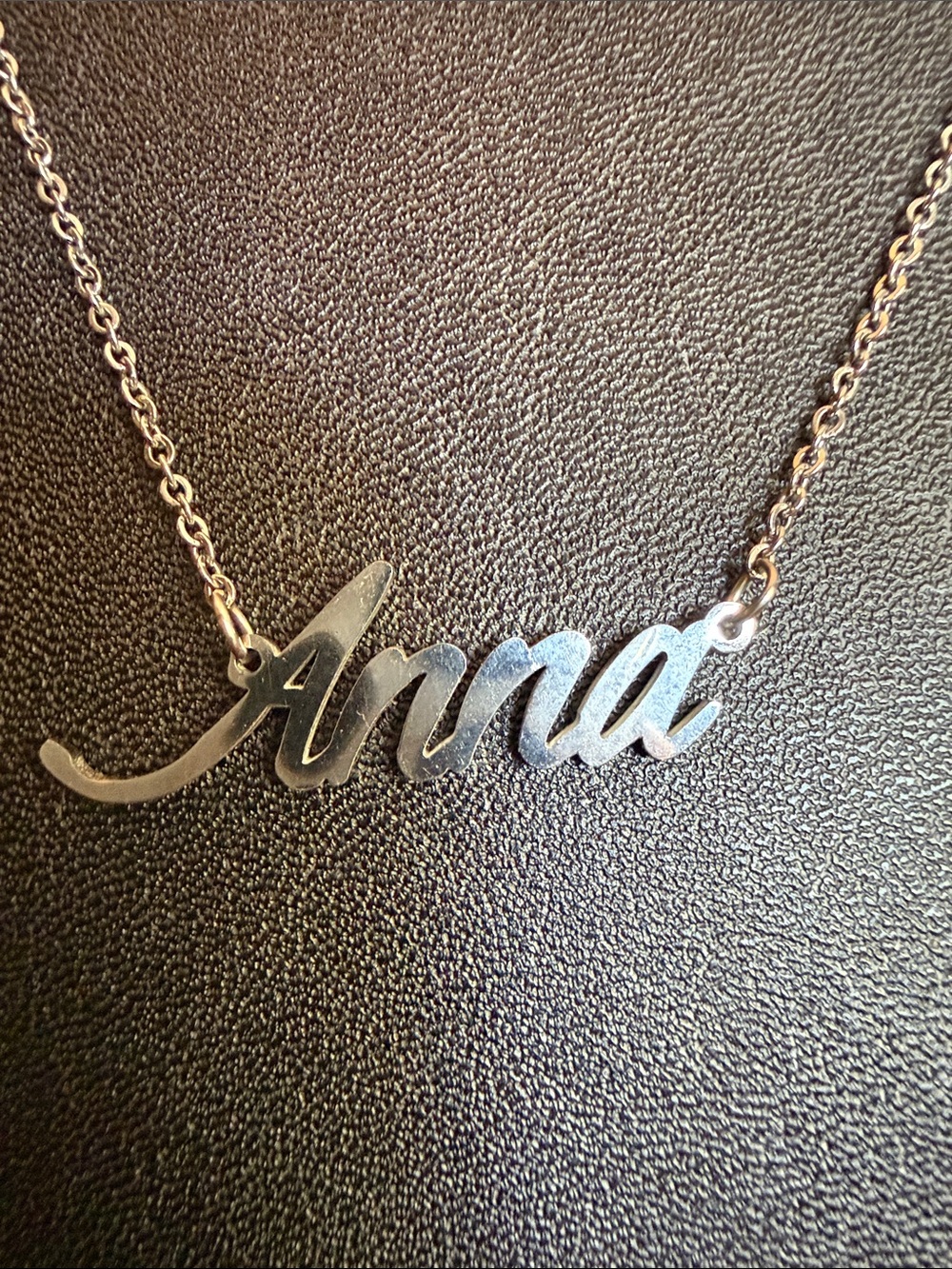 Silver 'Anna' Script Name Necklace - Silver - Picture 7 of 7